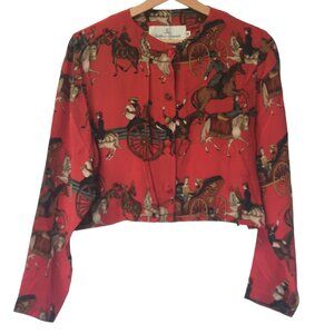 Suttles & Seawinds Horse and Carriage 100% Silk Shirt Size S Canadian Designer